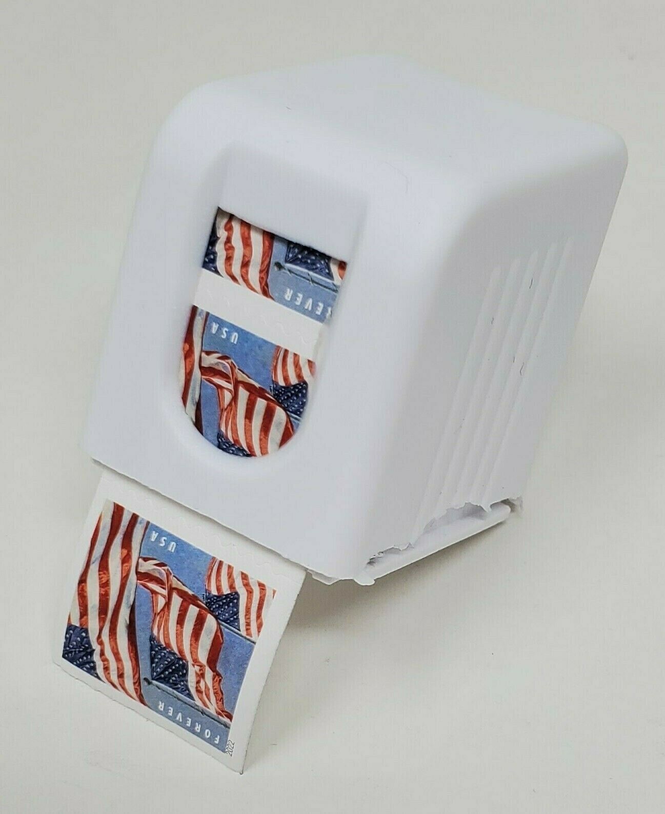 1 Roll of 100 Stamps USPS Forever Stamps U.S. Flag + Roll Dispenser Holder Case