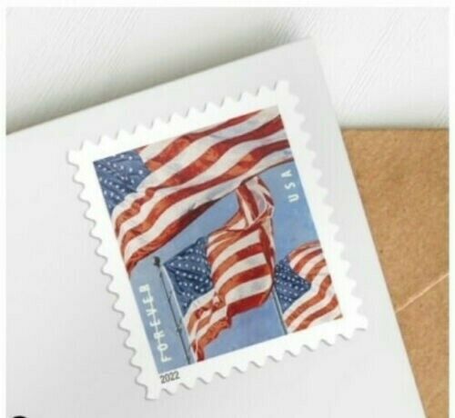 1 Roll of 100 Stamps USPS Forever Stamps U.S. Flag + Roll Dispenser Holder Case